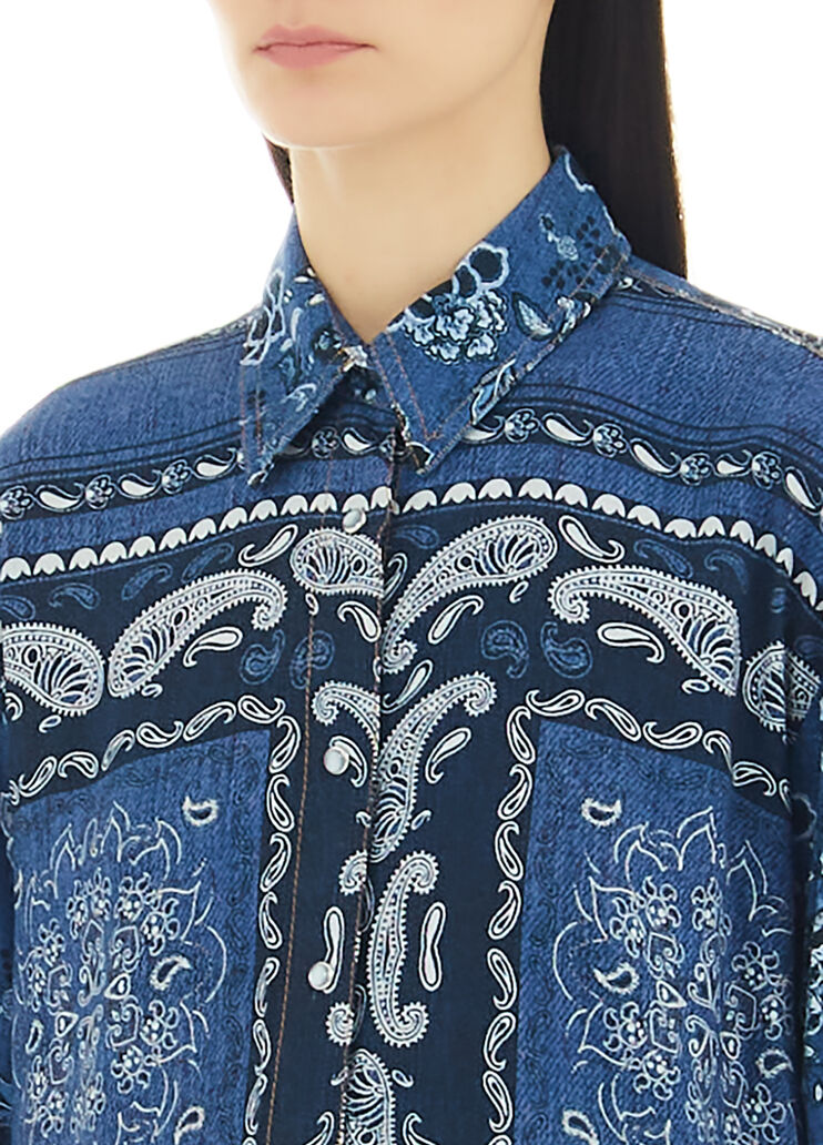 Hemdbluse mit Halstuch-Print Denimblau Liu Jo - large image number 2
