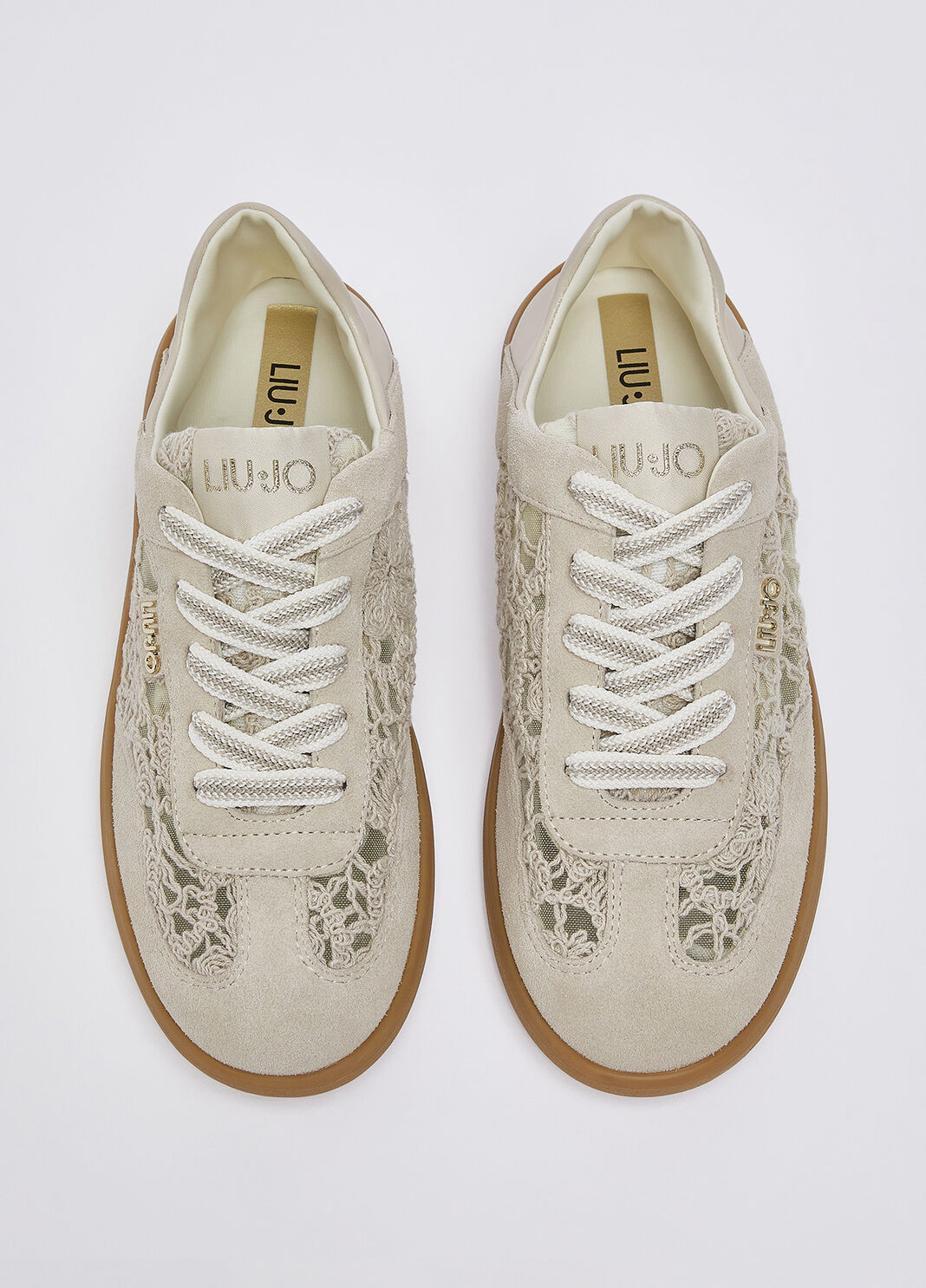 Sneakers with macram&eacute; embroidery beige Liu Jo - large image number 4