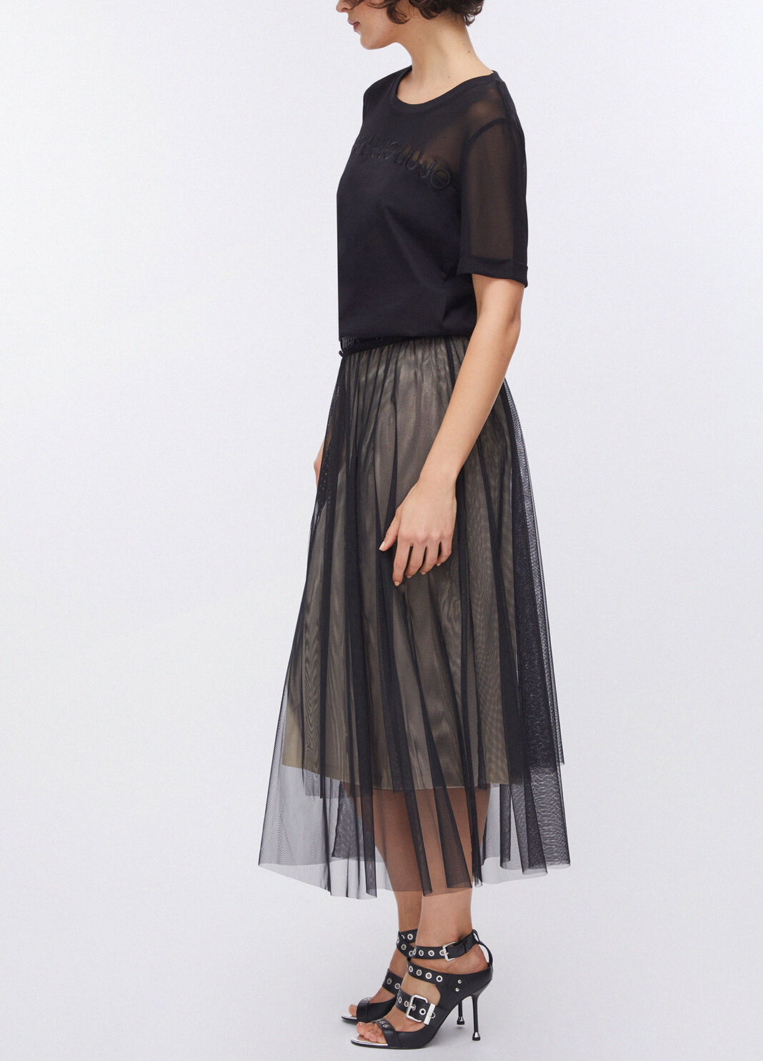 Longline tulle skirt black Liu Jo - large image number 3