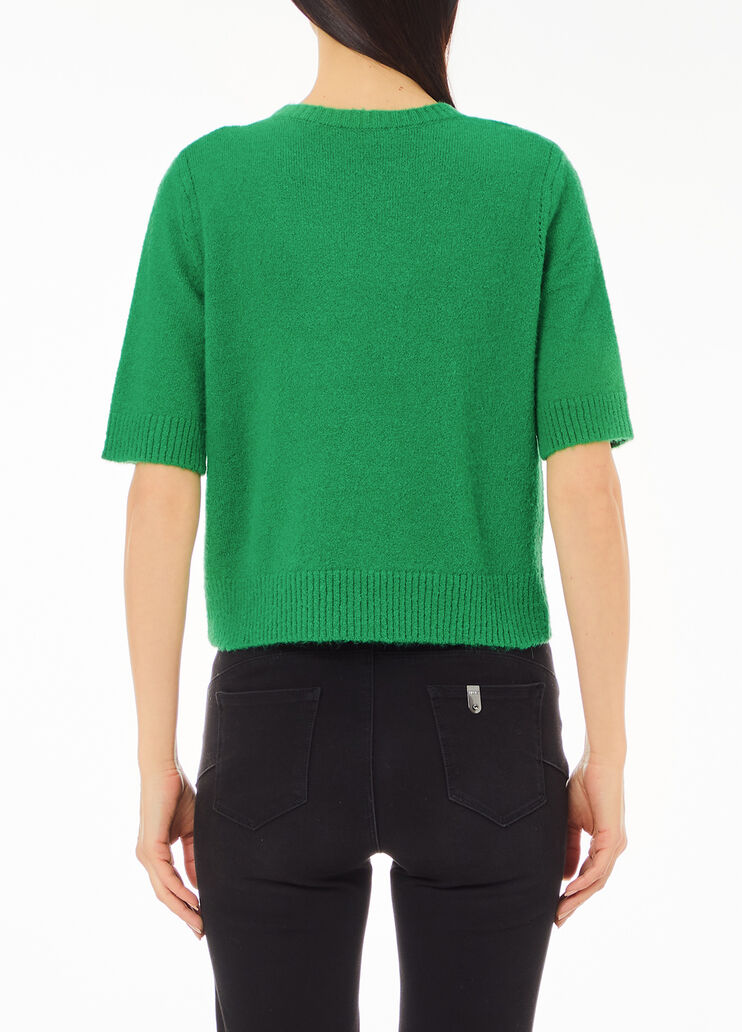 Wool and alpaca-blend T-shirt green Liu Jo - large image number 1