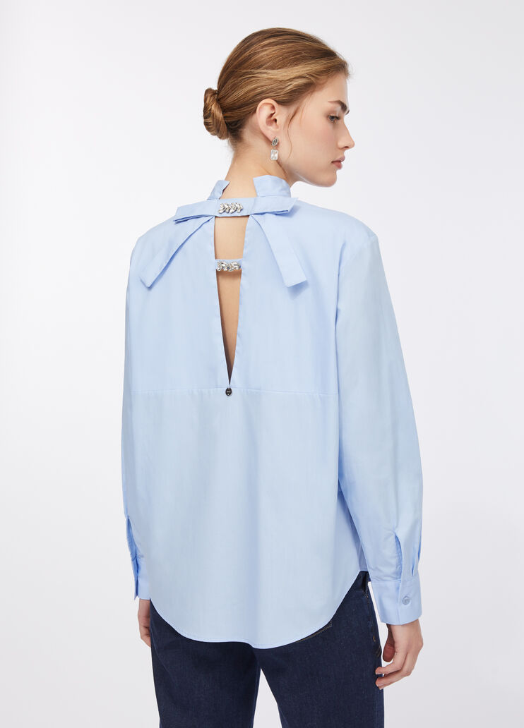 Chemise avec nœud bijou bleu clair Liu Jo - large image number 1