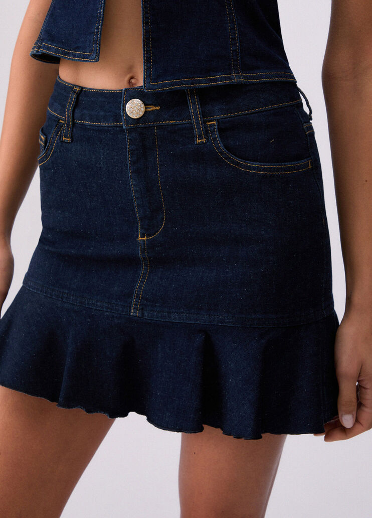 Minirock aus Denim mit G&uuml;rtel Dunkles Denimblau Liu Jo - medium