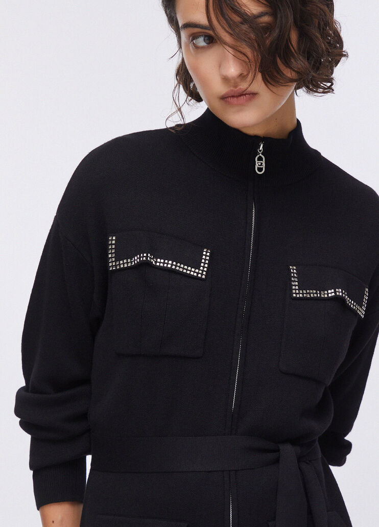 Cardigan mit Reißverschluss und Gürtel schwarz Liu Jo - large image number 4