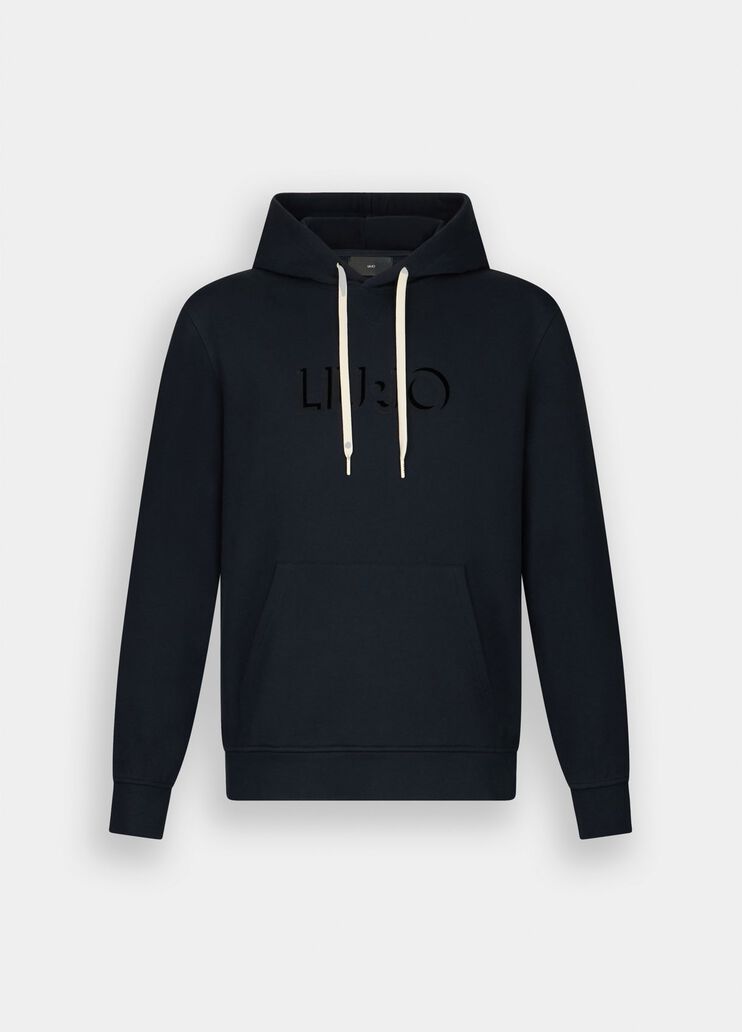 Hooded sweatshirt with logo dark blue Liu Jo - large image number 6