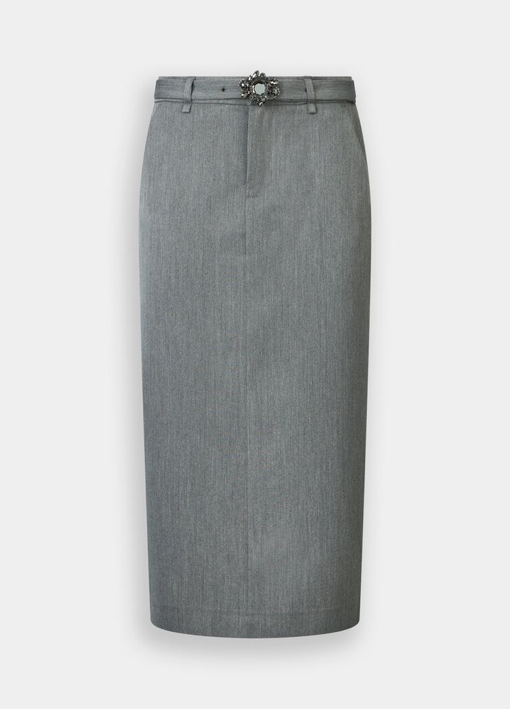 Midi skirt with bejewelled belt grey Liu Jo - large image number 6