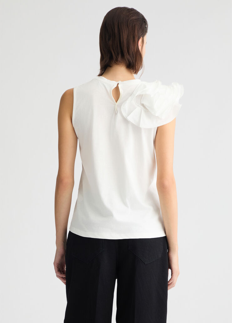 White T-shirt with flounced detailing white Liu Jo - large image number 1 White T-shirt with flounced detailing white Liu Jo - large image number 1