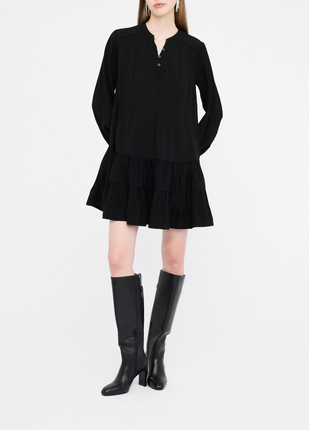 Short dress in cr&ecirc;pe de chine black Liu Jo - large image number 3