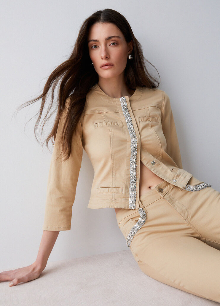 Veste avec application de pierres beige Liu Jo - medium