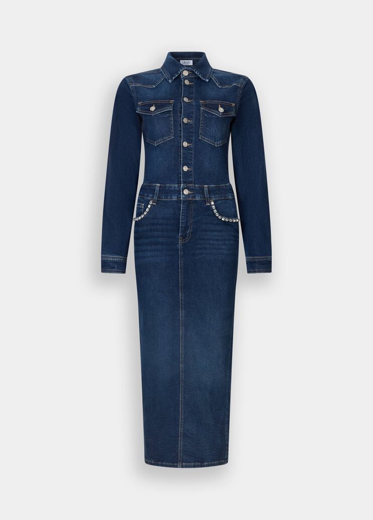 Denim shirt dress dark blue denim Liu Jo - large image number 6