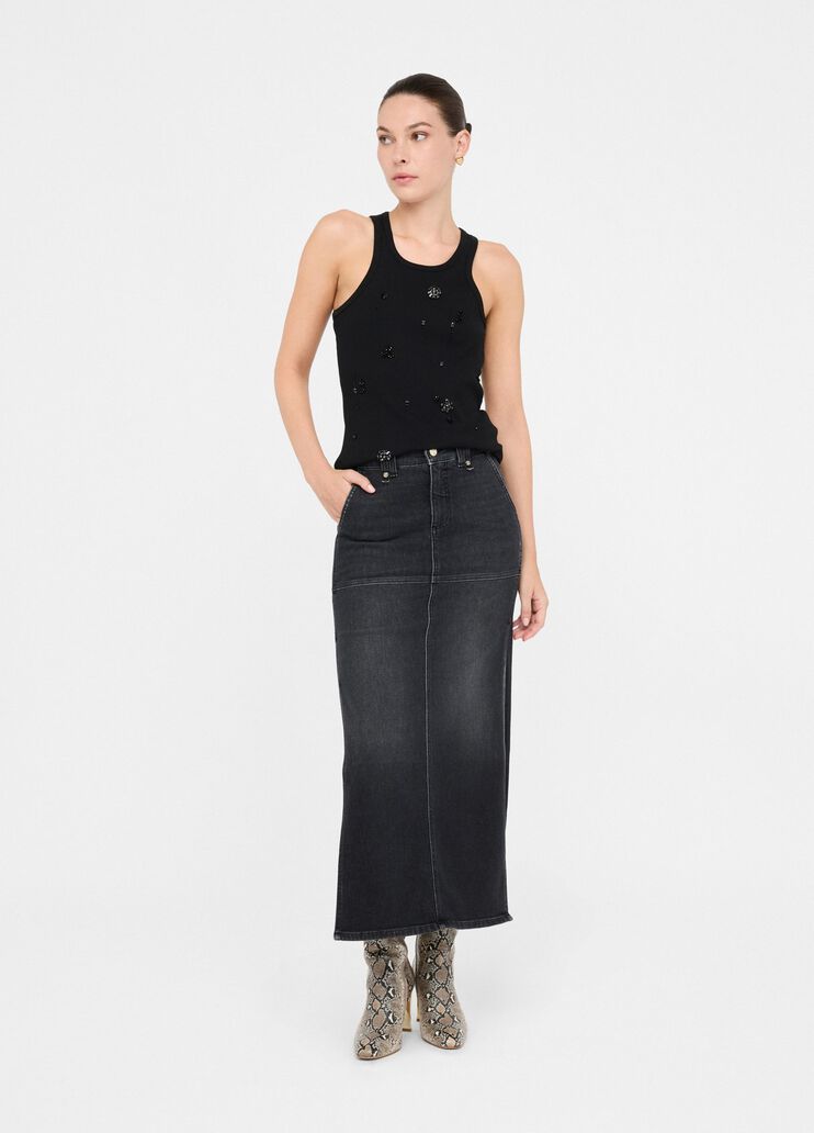 Denim skirt with slits black denim Liu Jo - medium Denim skirt with slits black denim Liu Jo - medium