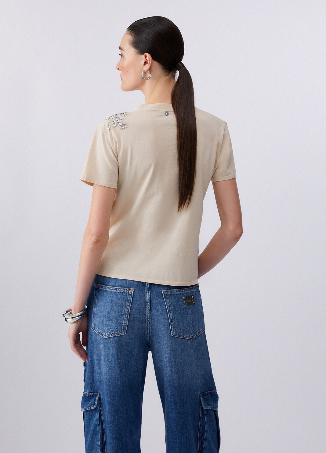 T-Shirt mit Schmuckstickerei Beige Liu Jo - large image number 1