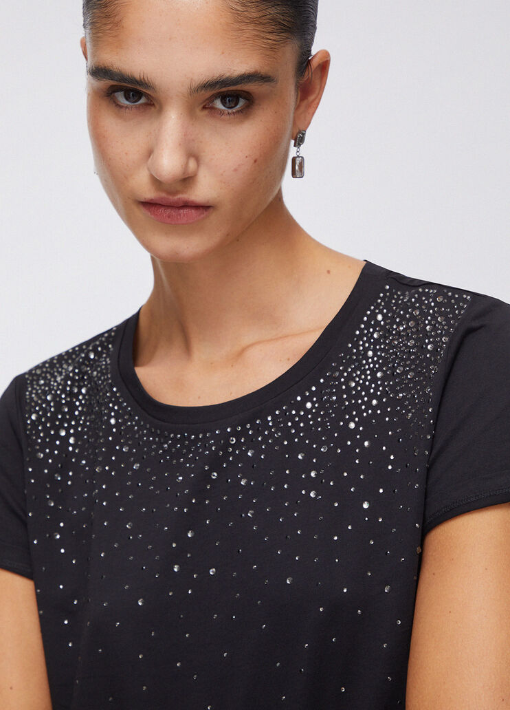 T-Shirt mit Farbverlaufsmotiv aus Strass schwarz Liu Jo - large image number 4