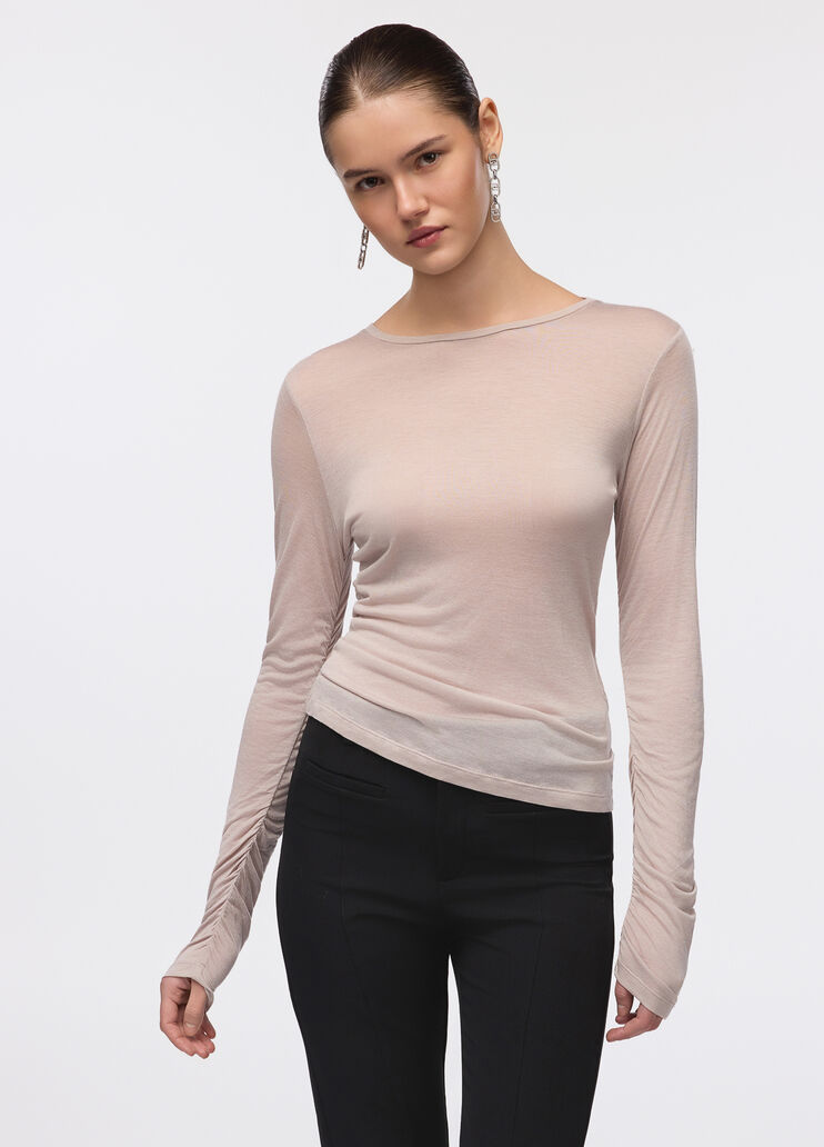 Wool and modal t-shirt dark beige Liu Jo - large image number 0