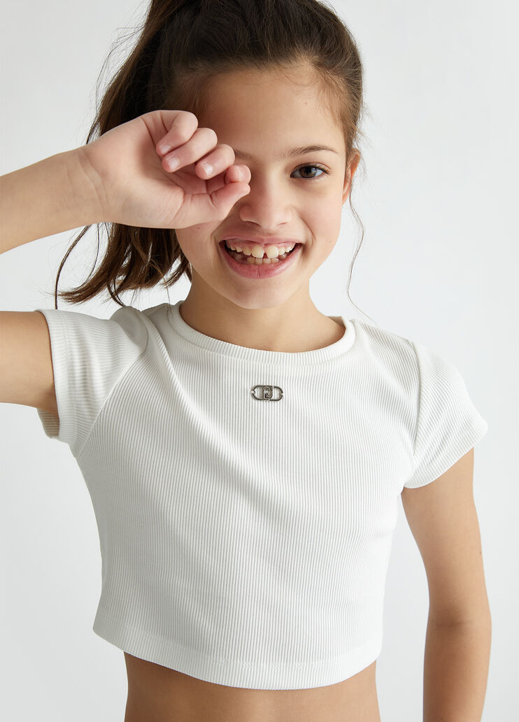 Rib-knit cotton T-shirt white Liu Jo - medium Rib-knit cotton T-shirt white Liu Jo - medium