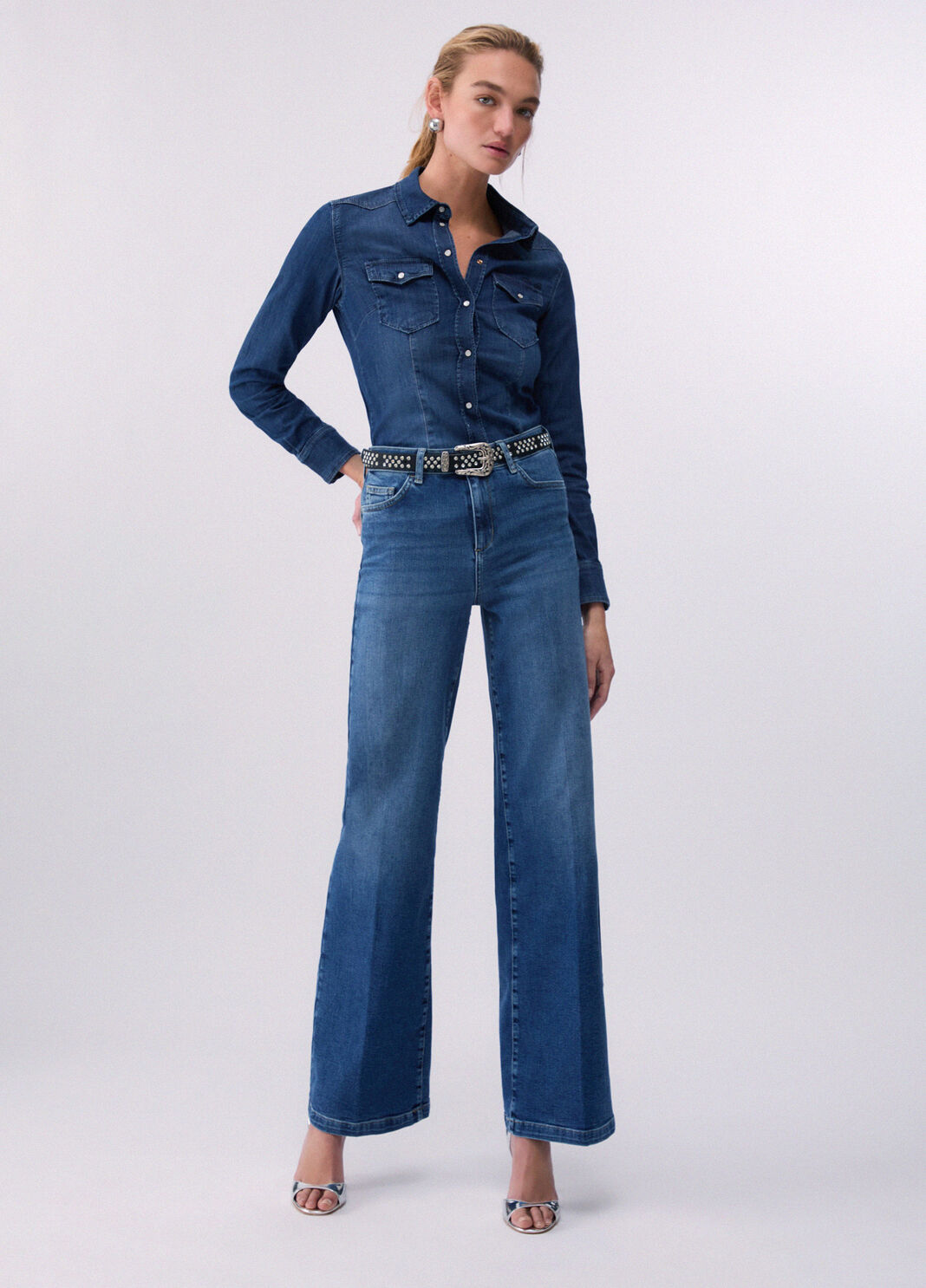 Flare-Jeans mit hohem Bund Dunkles Denimblau Liu Jo - large image number 5
