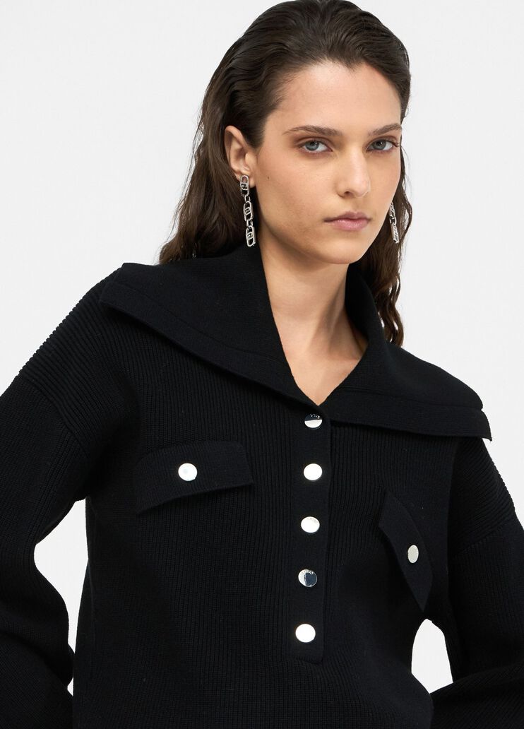 Jersey con cuello de gran tamaño negro Liu Jo - large image number 2