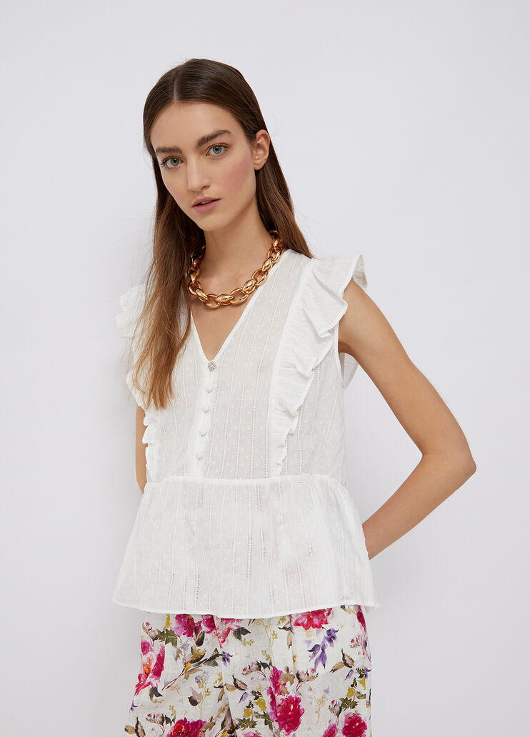 Eco-friendly top in cotton muslin white Liu Jo - large image number 0  Eco-friendly top in cotton muslin white Liu Jo - large image number 0