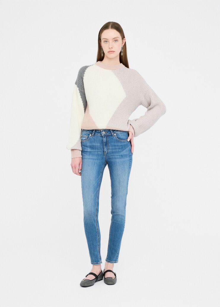 Wool sweater with inlays beige Liu Jo - large image number 5 Wool sweater with inlays beige Liu Jo - large image number 5