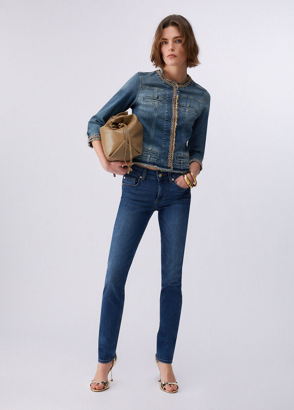 JEANS LEVIS 511 W32 L29 da uomo blu medio aderenti denim elasticizzato
