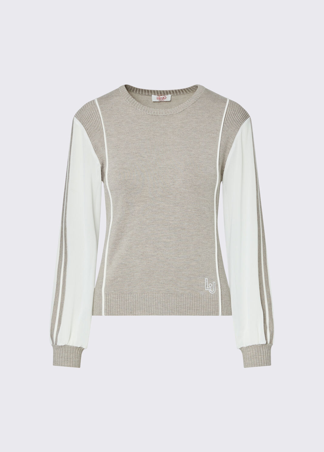 Pull avec Insert en Georgette beige Liu Jo - large image number 6