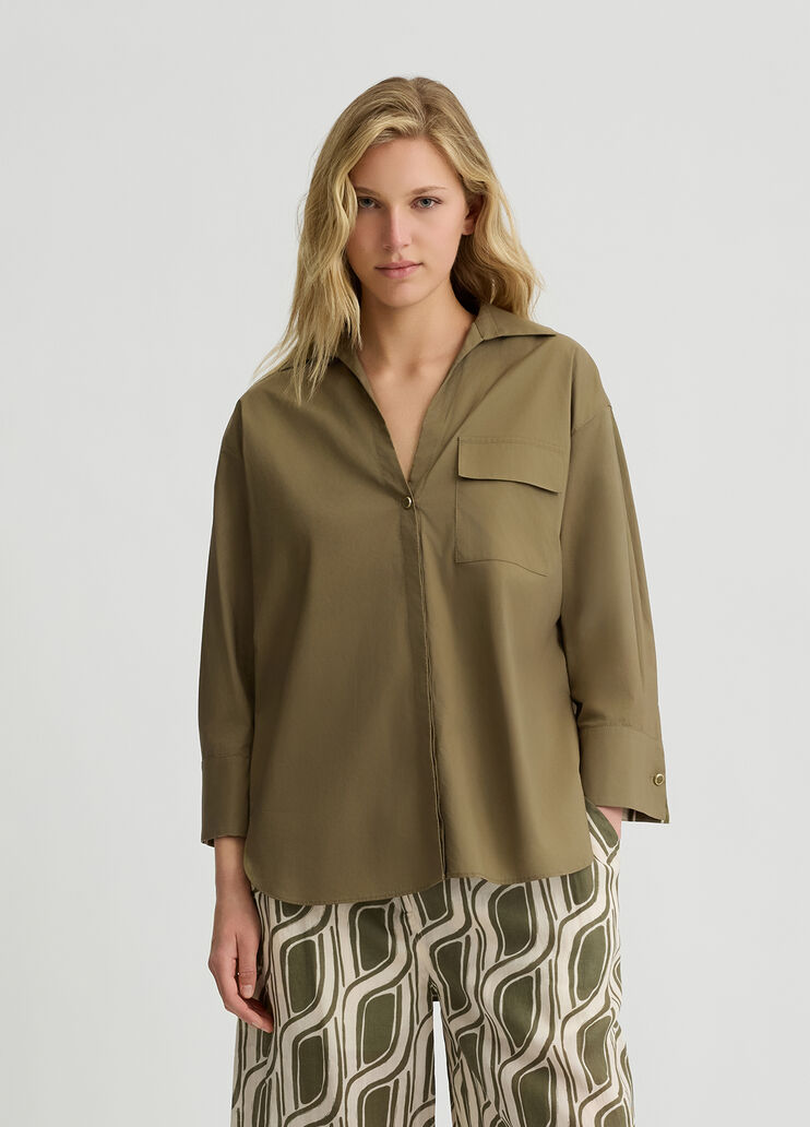 Cotton shirt with print green Liu Jo - large image number 0 Cotton shirt with print green Liu Jo - large image number 0