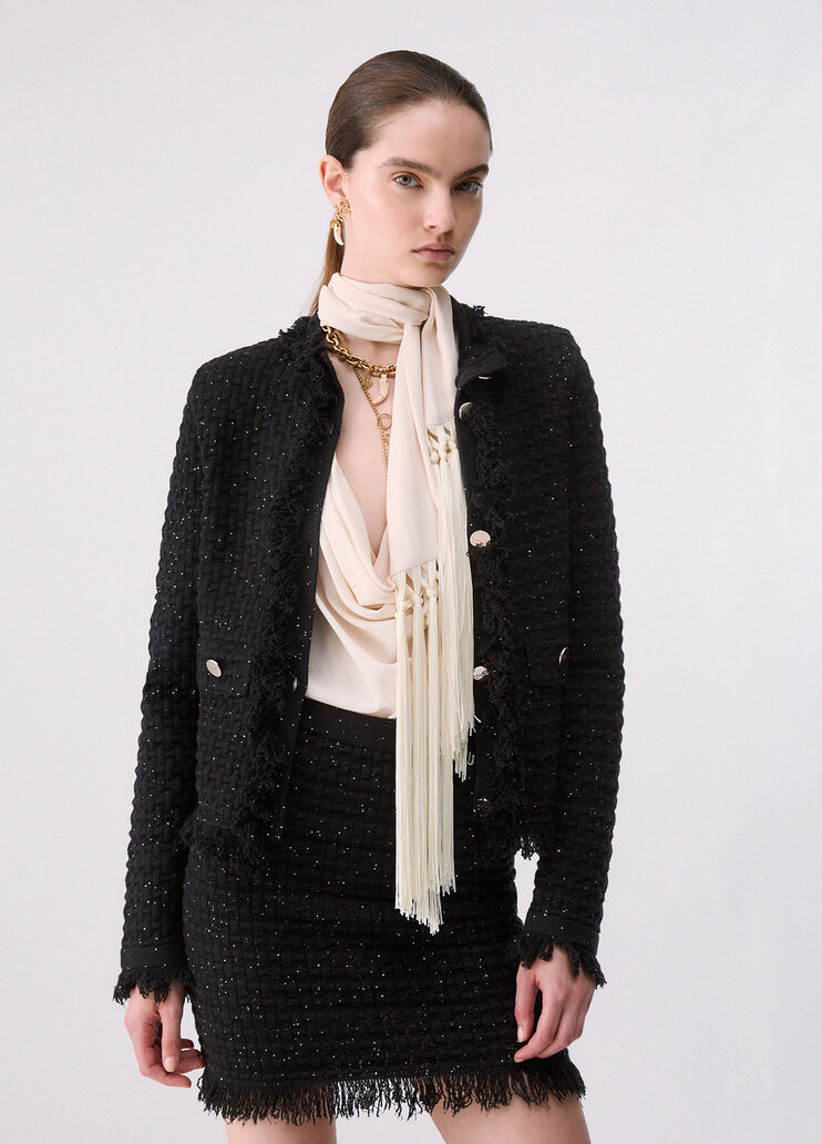 Jacket with Frayed Details black Liu Jo - medium