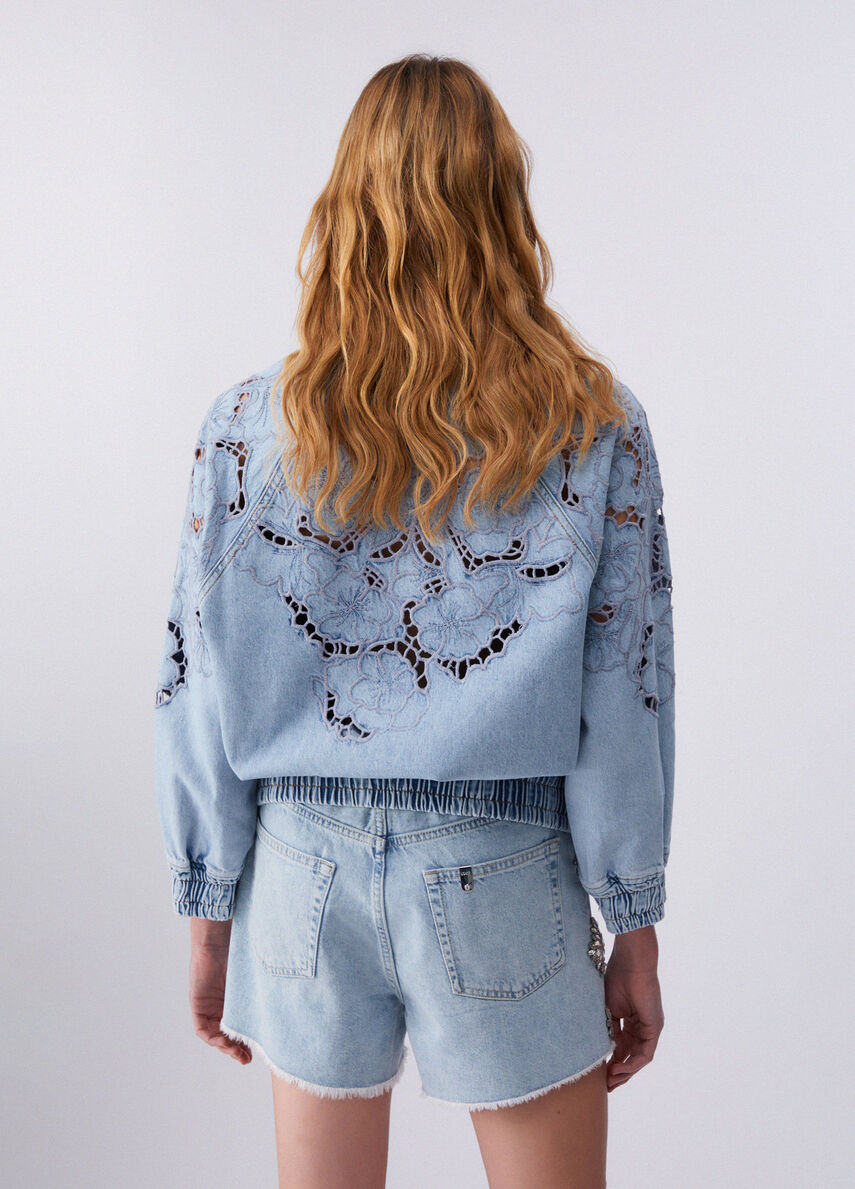 Jacket with openwork embroidery colour blue denim | Liu Jo