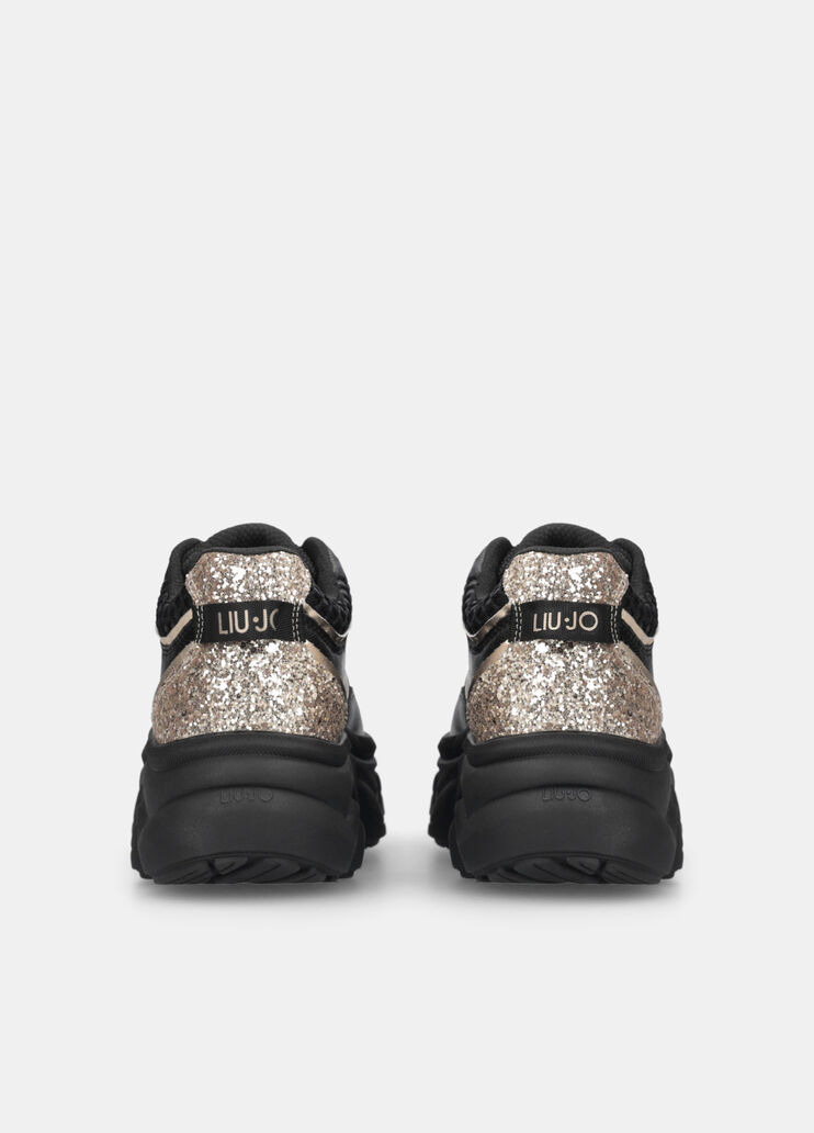 Chunky-Sneaker aus Leder und Glitter Schwarz Liu Jo - large image number 7