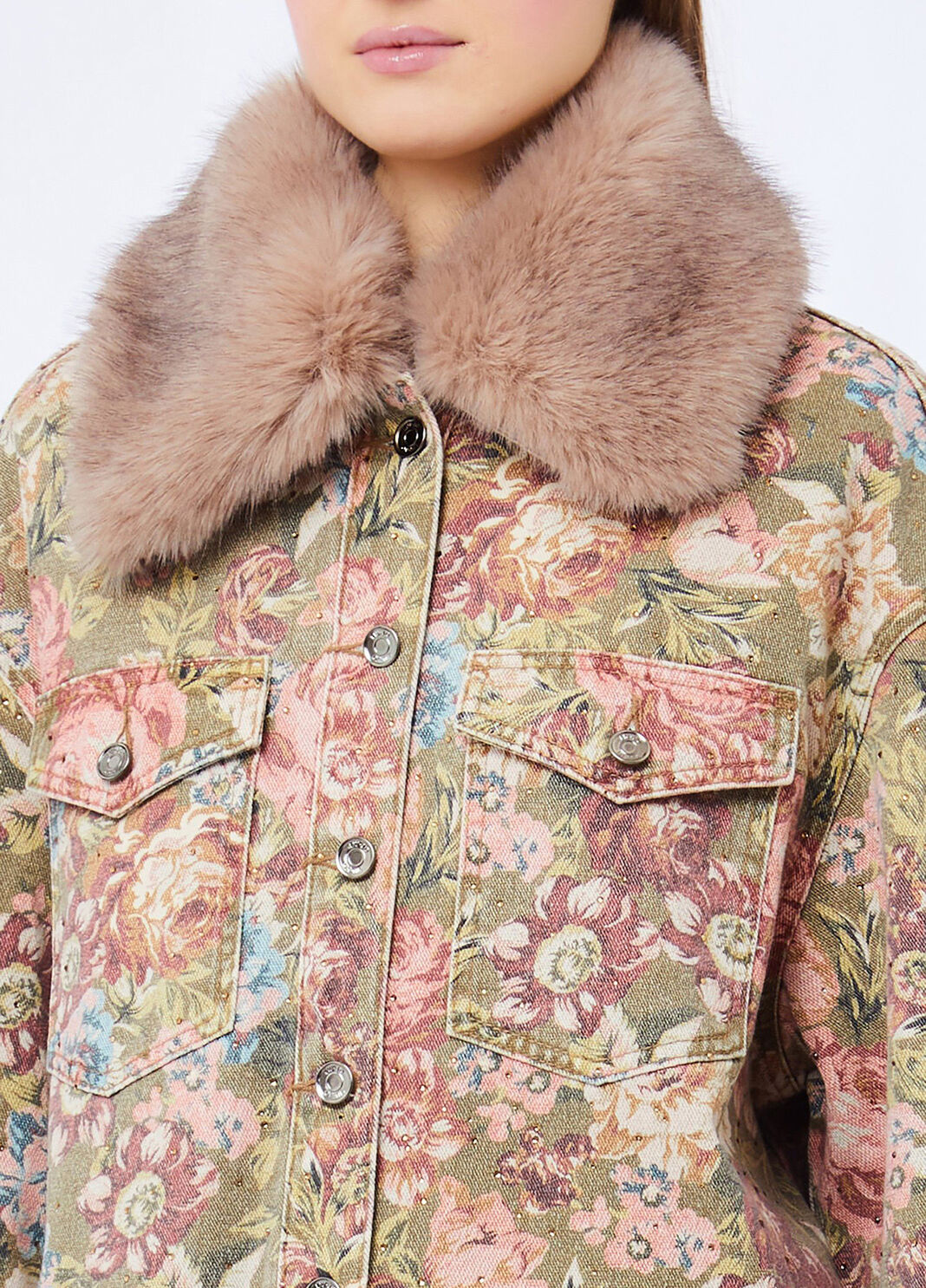 Chaqueta con cuello de pelo sint&eacute;tico estampado sanderson Liu Jo - large image number 2