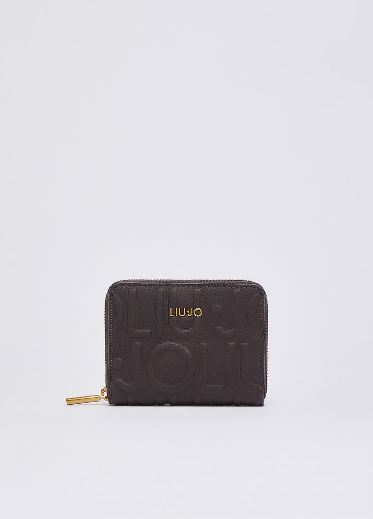 Small wallet with logo dark brown Liu Jo - medium