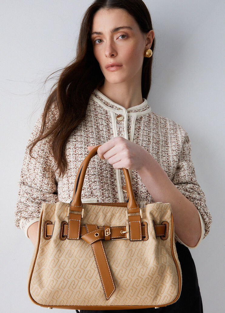 Kleine Handtasche aus Jacquard Beige Liu Jo - medium