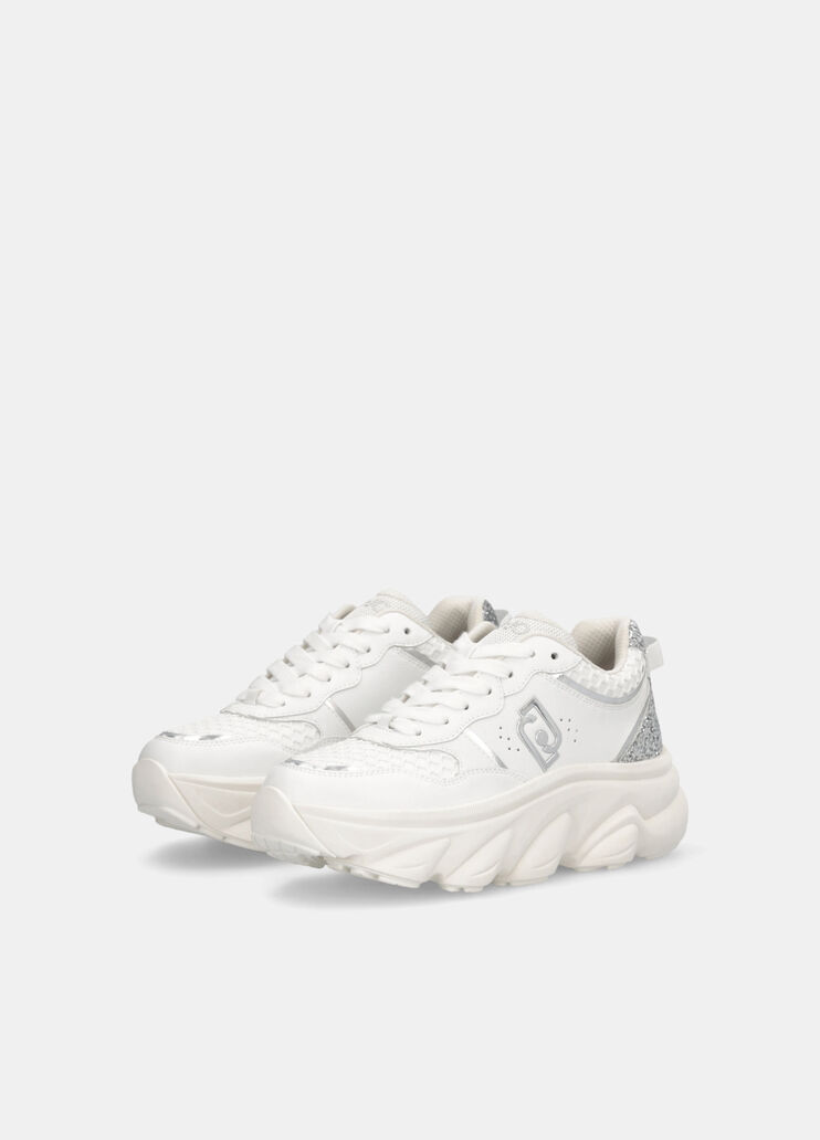 Chunky leather and glitter sneakers white Liu Jo - large image number 2