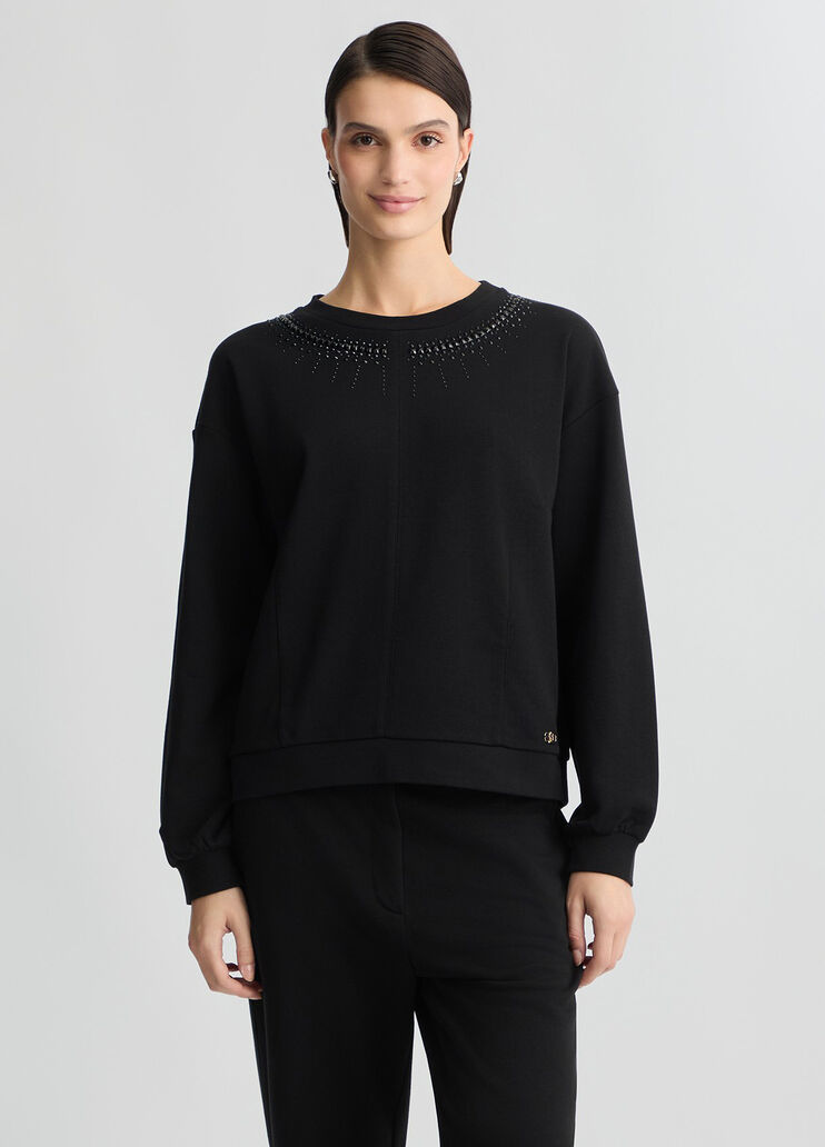 Sweatshirt with rhinestones black Liu Jo - medium Sweatshirt with rhinestones black Liu Jo - medium