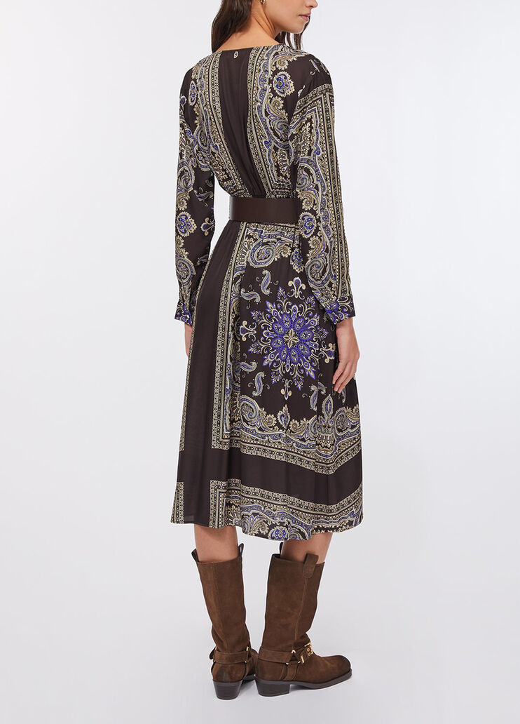 Midikleid mit G&uuml;rtel Braun mit Print Liu Jo - medium