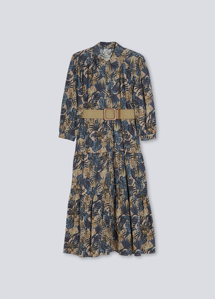 Poplin midi dress spring foliage Liu Jo - large image number 4