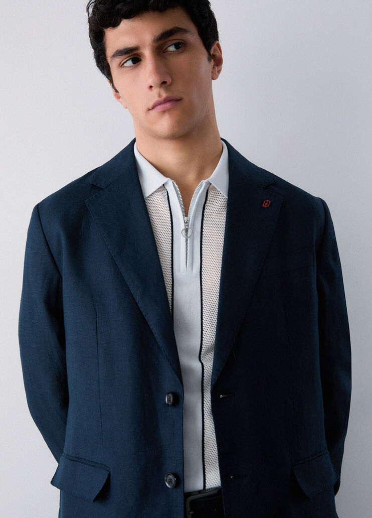 100% linen elegant jacket blue Liu Jo - medium