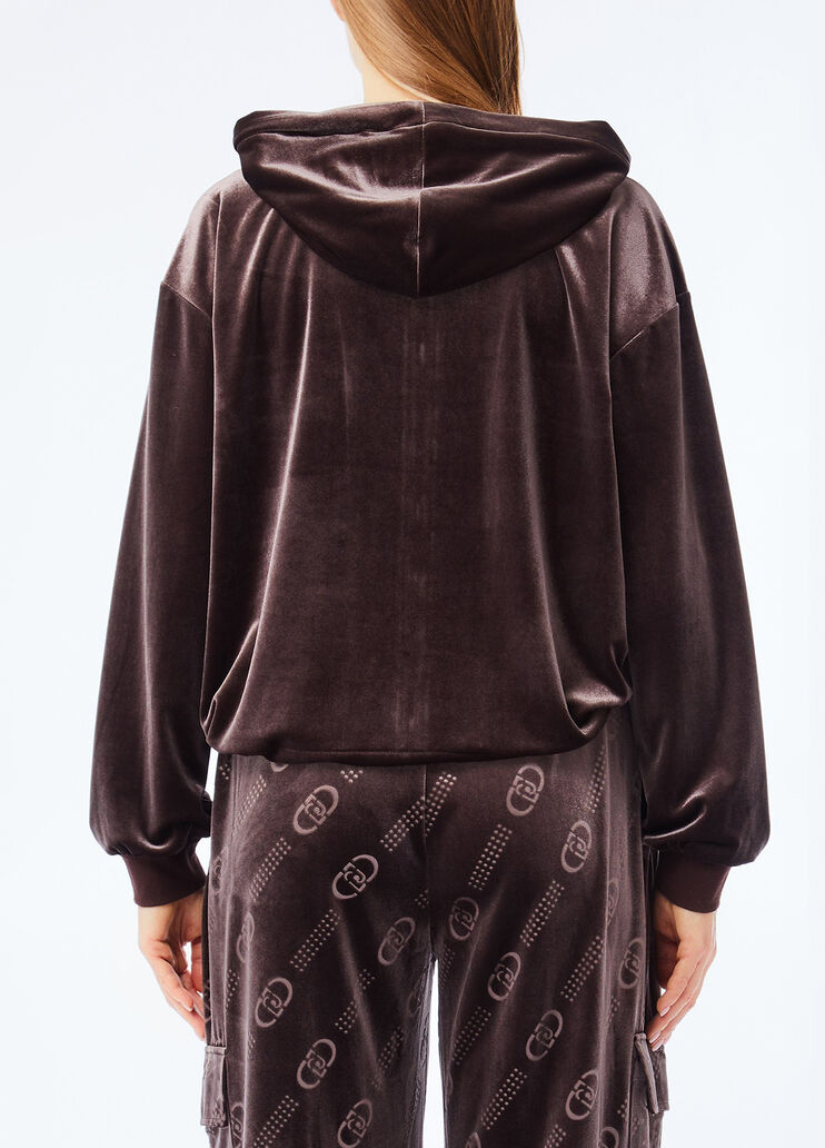 Sudadera en chenilla con capucha chocolate Liu Jo - medium