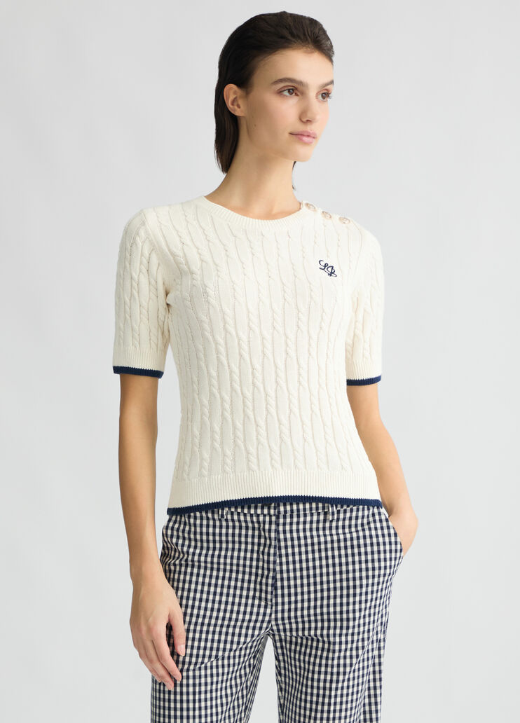 Knit T-shirt white/blue Liu Jo - large image number 0 Knit T-shirt white/blue Liu Jo - large image number 0