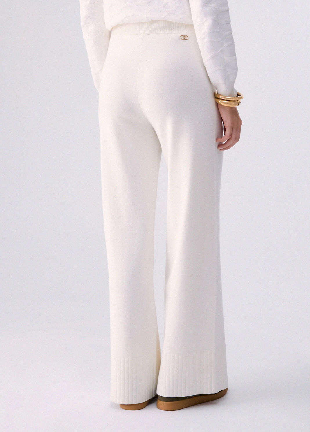 Pantalon en maille avec cordons blanc laine Liu Jo - large image number 1