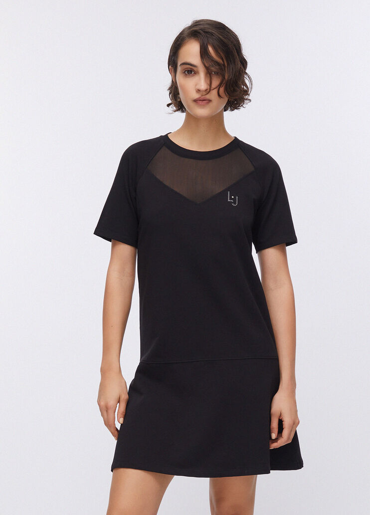 Abito in felpa con dettaglio in mesh nero Liu Jo - large image number 0