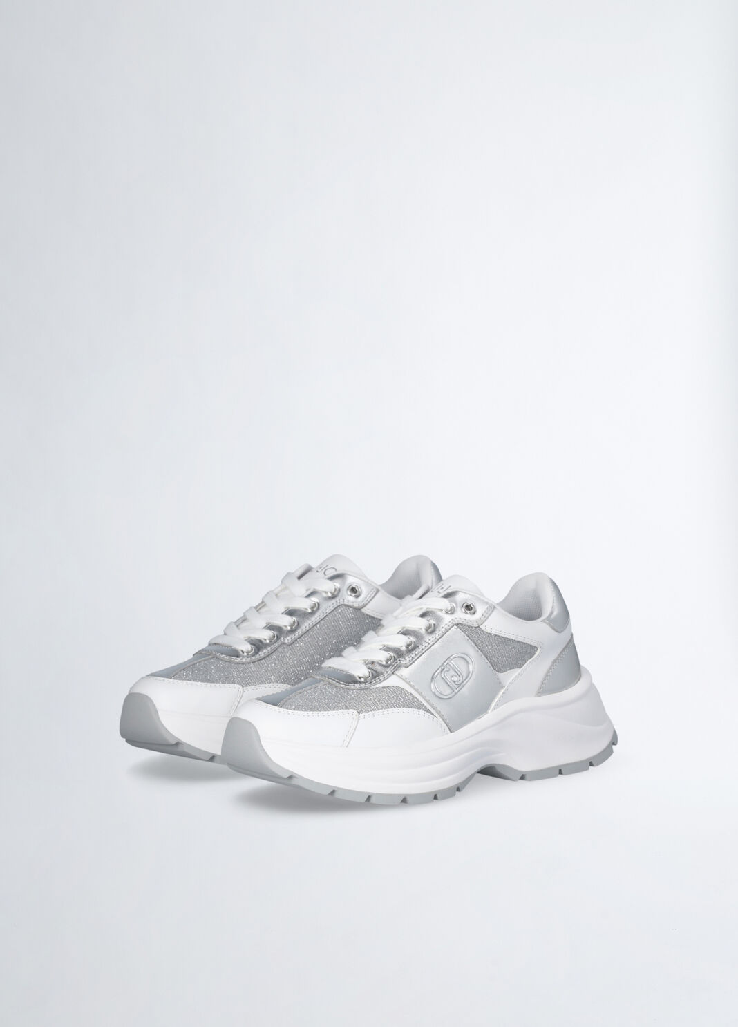 Leather and lurex sneakers silver Liu Jo - large image number 8