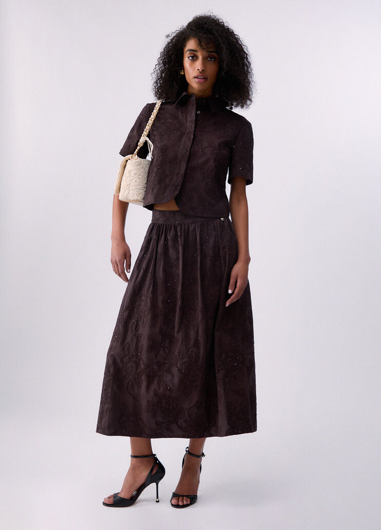 Musselinrock mit Stickereien Dunkelbraun Liu Jo - medium