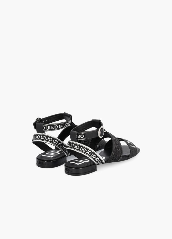 Sandalias planas con logotipo y brillos negro Liu Jo - large image number 1