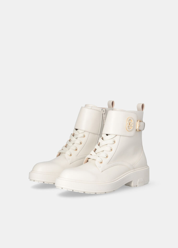 Leather combat boots milk Liu Jo - large image number 1 Leather combat boots milk Liu Jo - large image number 1