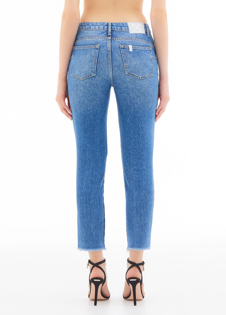 Eco-friendly jeans with appliqués blue/pearl denim Liu Jo - large image number 1 Eco-friendly jeans with appliqués blue/pearl denim Liu Jo - large image number 1