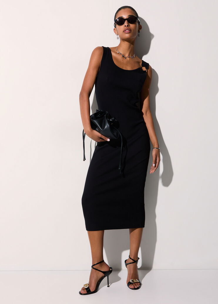 Robe midi avec d&eacute;tail bijou noir Liu Jo - medium