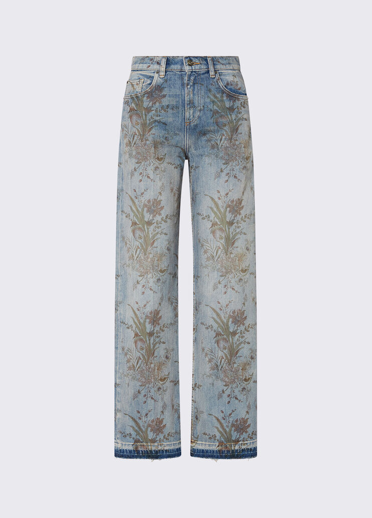Hoch taillierte Jeans mit Print denimblau Liu Jo - medium