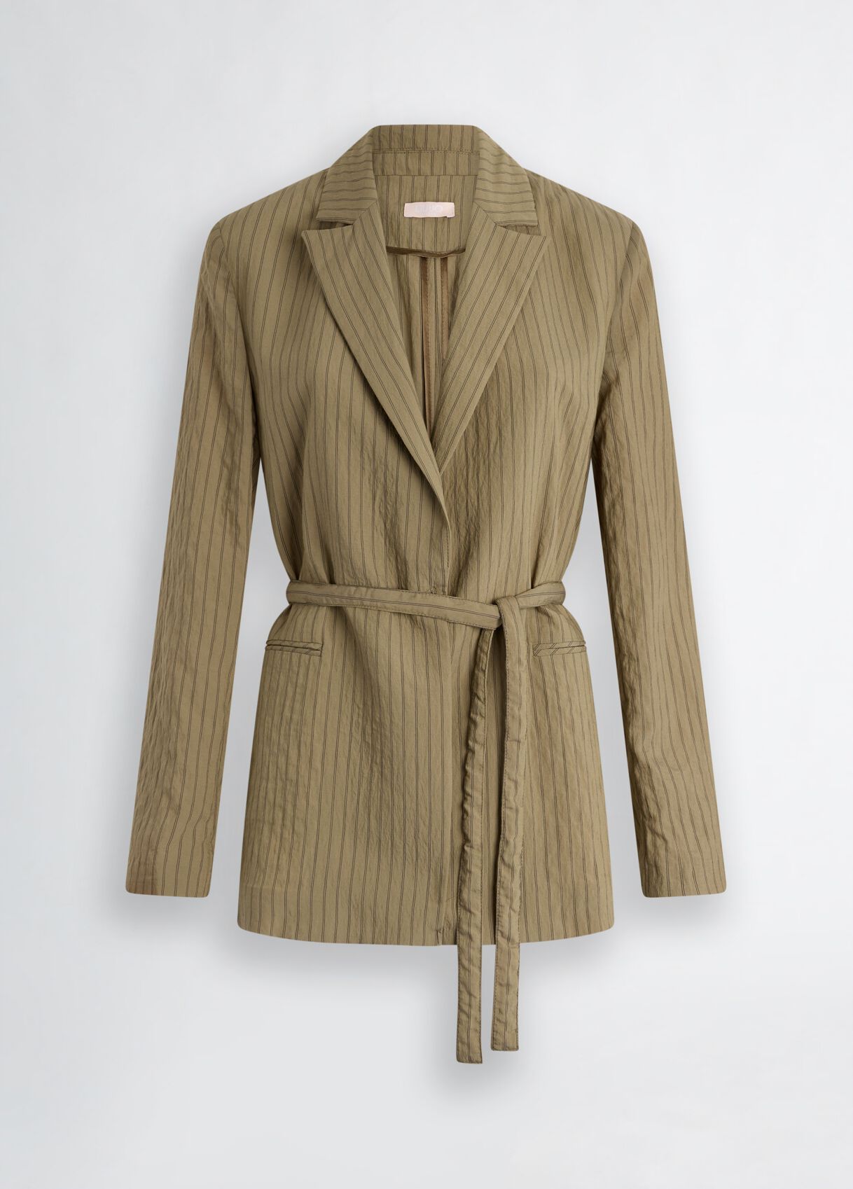 Striped blazer with belt colour beige pinstripe | Liu Jo