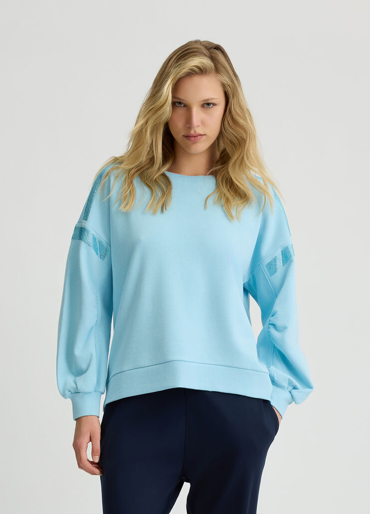 Sweatshirt with rhinestones blue Liu Jo - large image number 0 Sweatshirt with rhinestones blue Liu Jo - large image number 0
