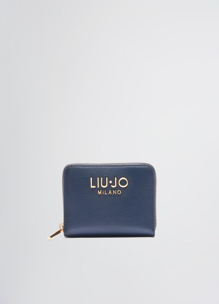 Gewalkte Brieftasche mit umlaufendem Rei&szlig;verschluss Blau Liu Jo - medium